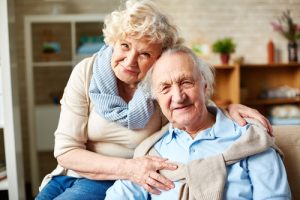 Affectionate seniors embracing